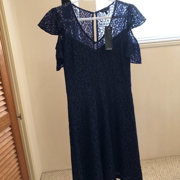 RW&CO Navy Blue Lace Midi Dress - Picture 4 of 4
